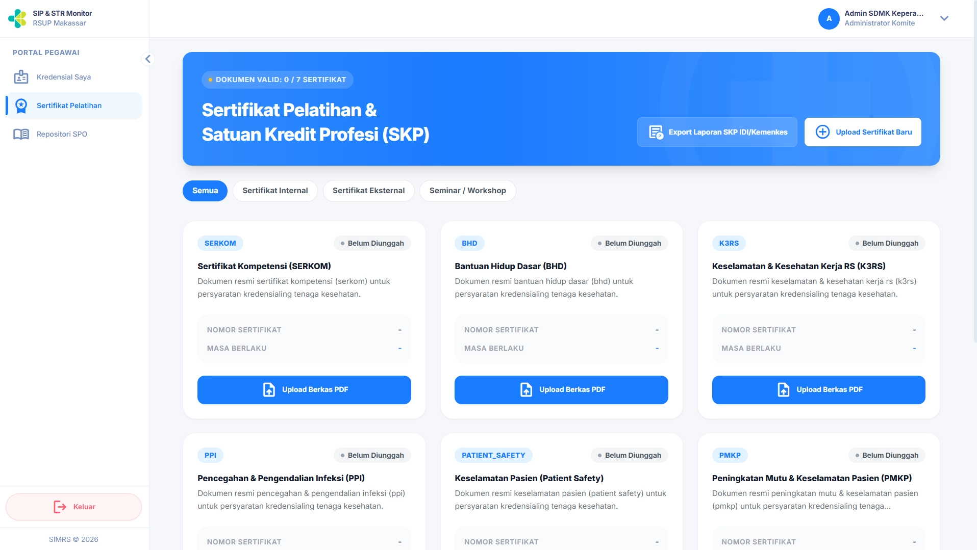 Portal Pegawai - Sertifikat Pelatihan & SKP